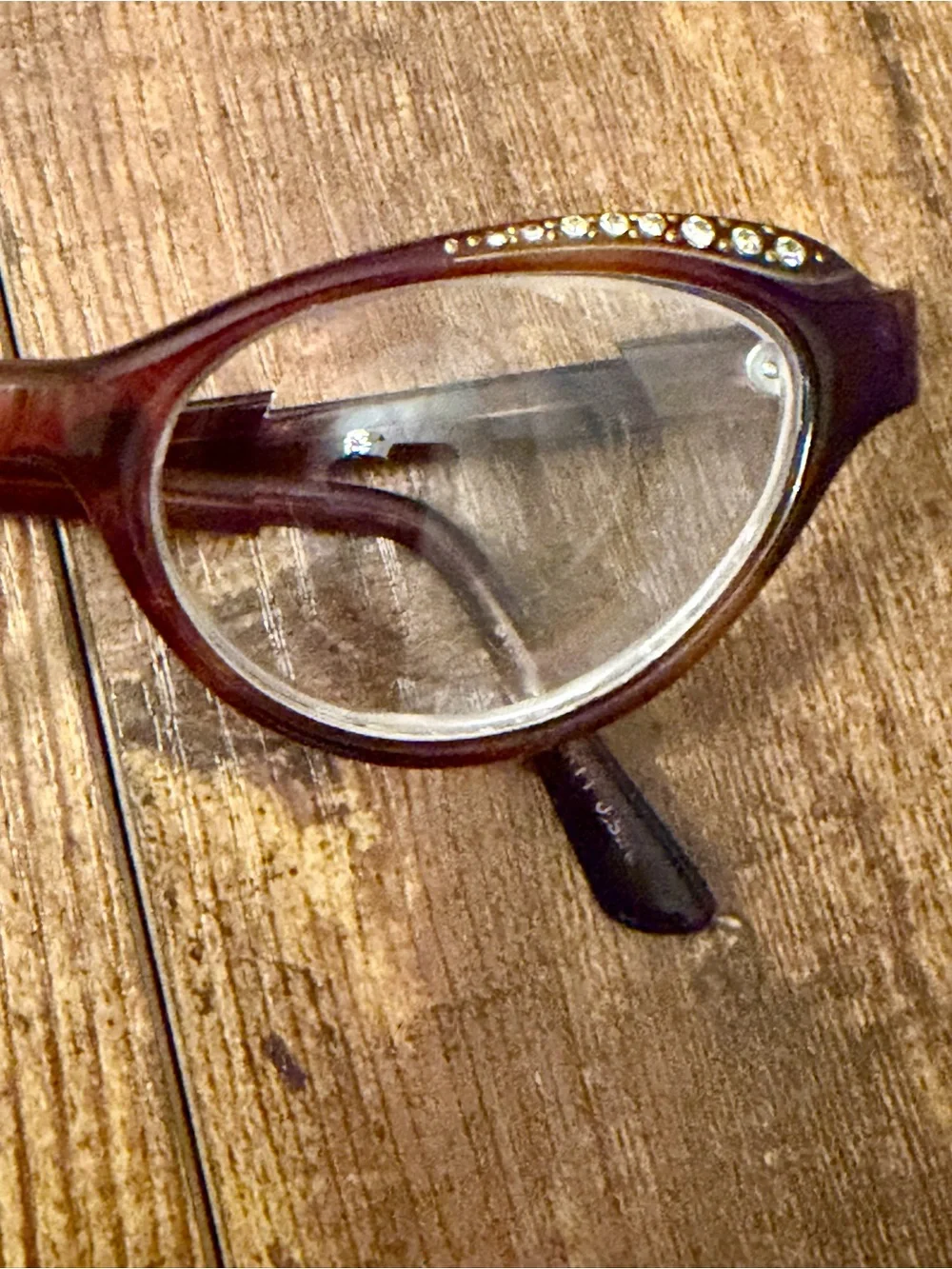 Vintage Liberty Optical USA Brown Smoke Rhinestone Cat Eye Eyeglass Frames 48 18